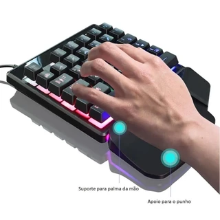 Teclado Gamer Mêcanico Led Mão Única 35 Teclas