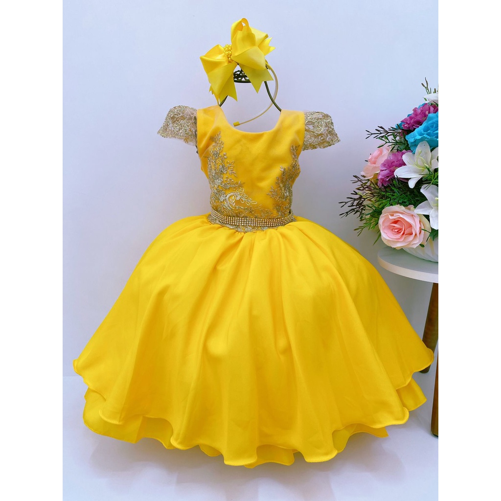 Vestido de formatura hot sale infantil amarelo ouro