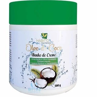 Banho de Creme Óleo de Coco Hábito Cosméticos﻿ Umectação Cabelo Poroso