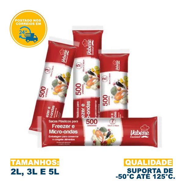 100 unid. Bobina Plástica picotada - Freezer e Microondas - Vabene (2L, 3L e 5L)
