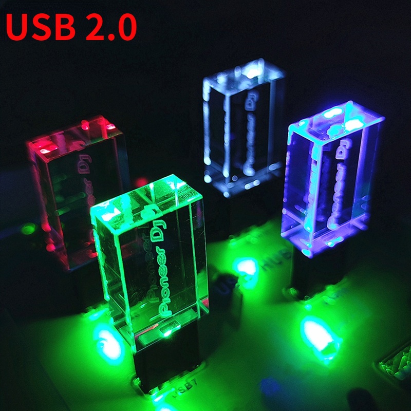 Nova Marca USB 2.0 De Alta Velocidade De Leitura Escrita Colorida Levou Luz Dj Pen Drive premium Com Caixa 4GB 8GB 16GB 32GB 64GB 128GB