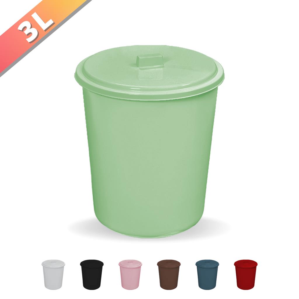Lixeira Colorida Com Tampa Cozinha Banheiro Escritorio 3L