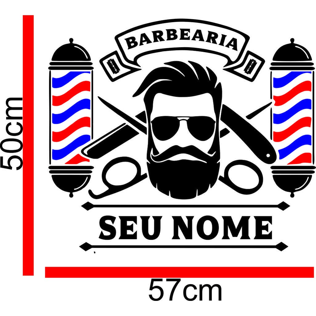 Adesivo Parede Salão Beleza Cabeleireiros Barbearia Com Nome em