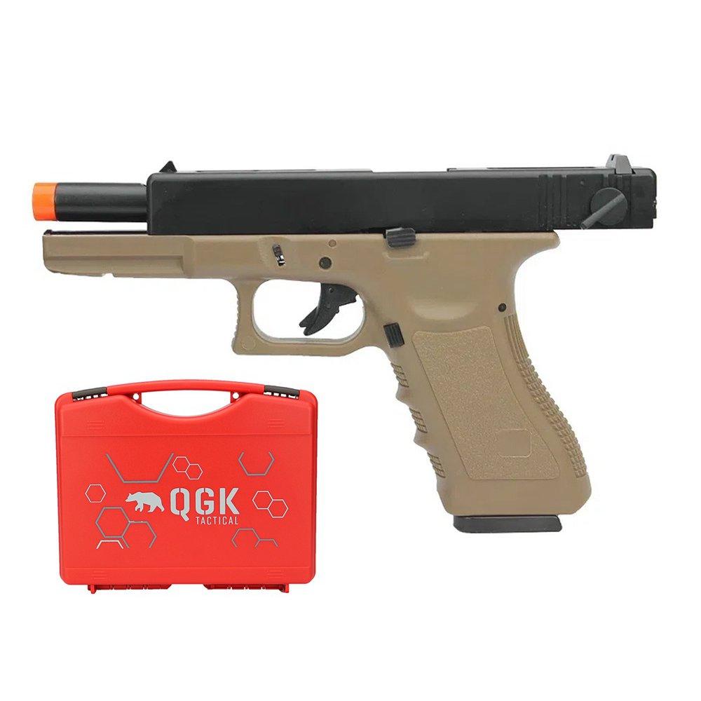 Pistola Airsoft GBB Green Gas Glock R18 TAN Blowback 6mm Desconto no