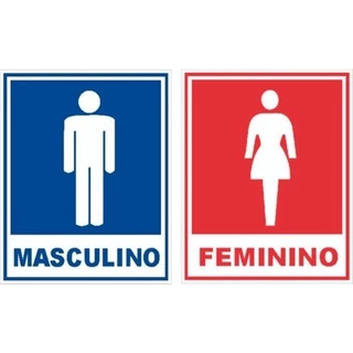 Kit Placas Banheiro Masculino Feminino - 3 | 30x20