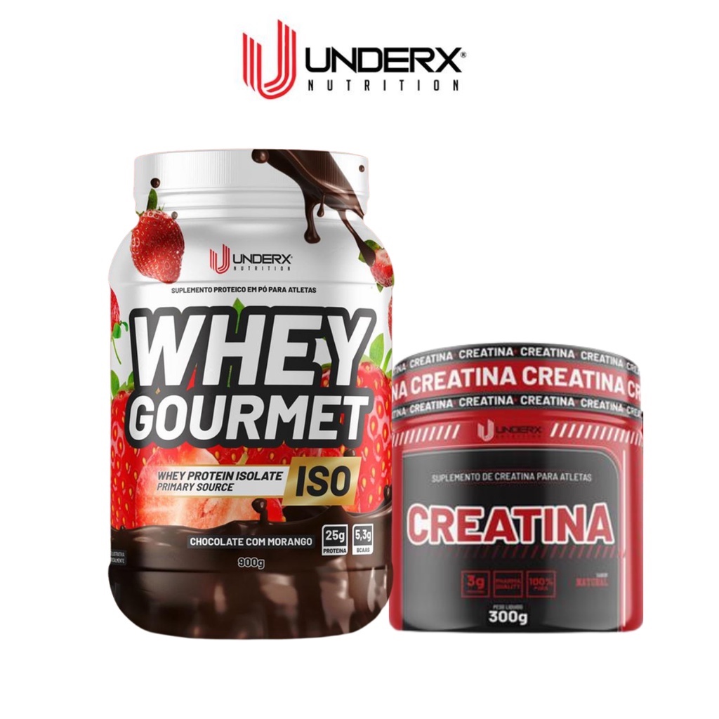 Kit Whey Protein Gourmet ISO + Creatina 300g Dymatrix - 100% Pura