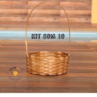 kit 10 cesta decorativa fraldeira de bambu 15CM dia das mães \ dia dos namorados \ Presente pais