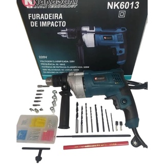 Furadeira de impacto e parafusadeira com controle de velocidade e auto reverso 820w 26pcs
