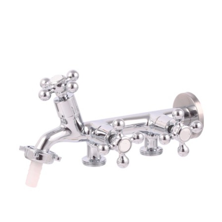 Torneira para Tanque e Máquina de Lavar - 3 saídas c-33 1/4 de volta - Metal