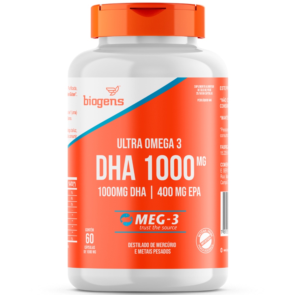 Ultra Omega 3 Dha 1000mg Epa 400mg Mag-3 60 Caps Biogens | Shopee Brasil