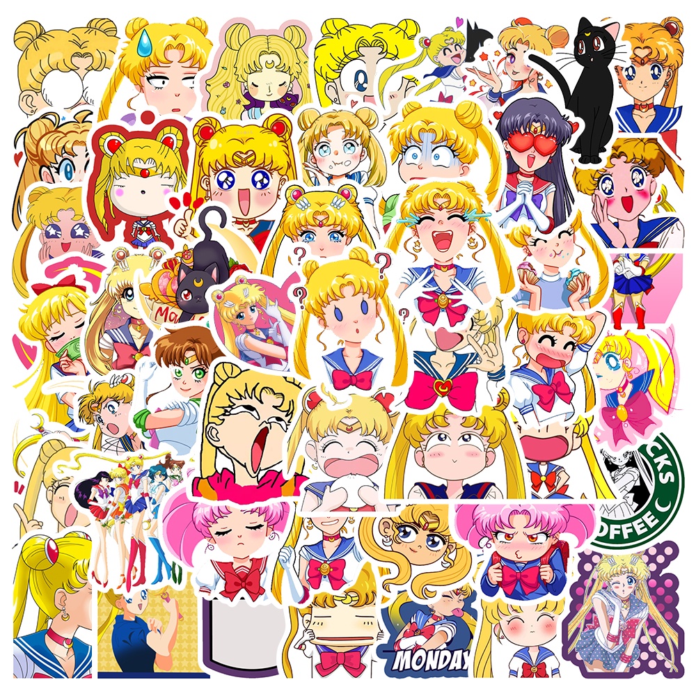 Adesivo De Deco À Prova D'água Sailor Moon 10/50 Peças Em Formato De Helmat Para Laptop/Bicicleta