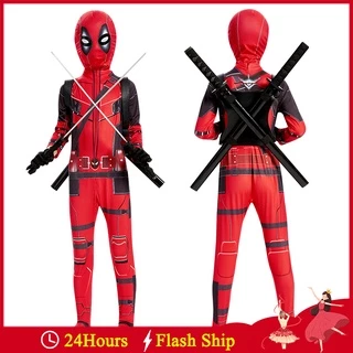 Fantasia Cosplay Masculina Marvel Deadpool Super-Heróis Com Máscara-Halloween