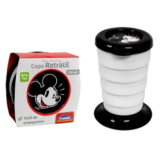 Copo Retrátil com tampa do Mickey 330ml Super Portátil
