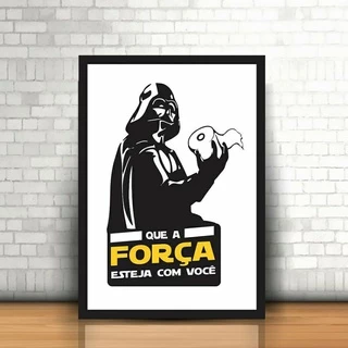 quadro banheiro star wars que a força esteja com você MDF 15x20cm