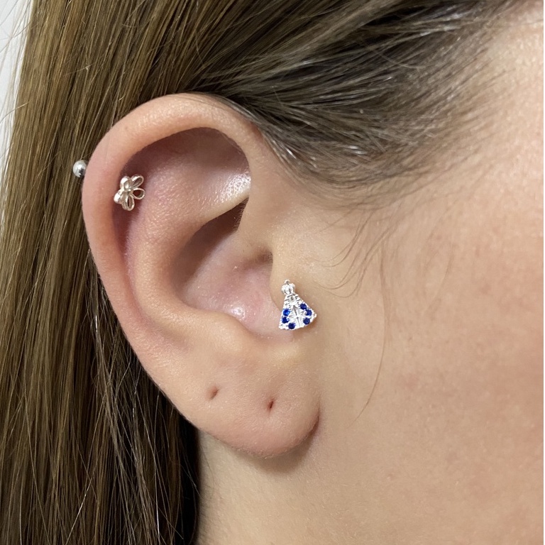 PIERCING HELIX OU SEGUNDO FURO EM PRATA 925 - 1 PAR