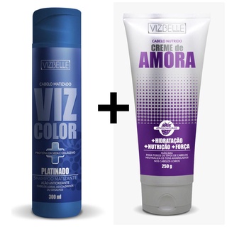 Kit Shampoo efeito Platinado 300ml + Creme de Amora 250g Vizbelle