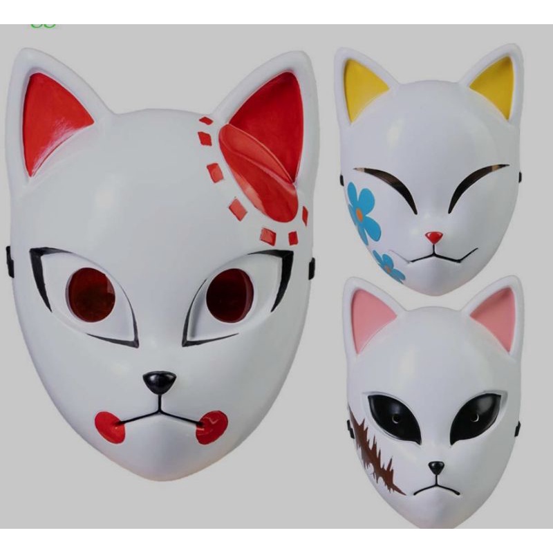 Kit Máscaras Kimetsu no Yaiba Anime Demon Slayer Conjunto Alto Relevo 3D  Madeira MDF Com Fita Dupla Face Colorido