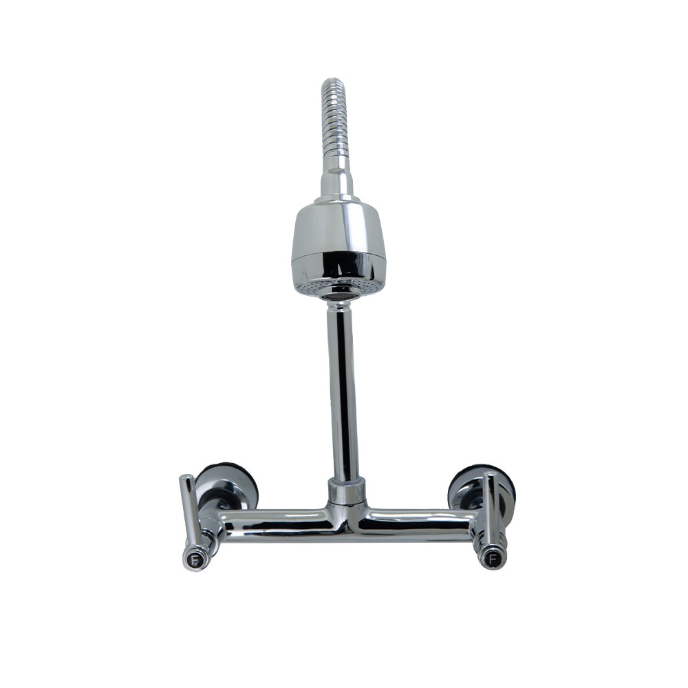 Torneira Misturador Cozinha Gourmet Tubo Flexível Cromado 2 Jato Parede Meli