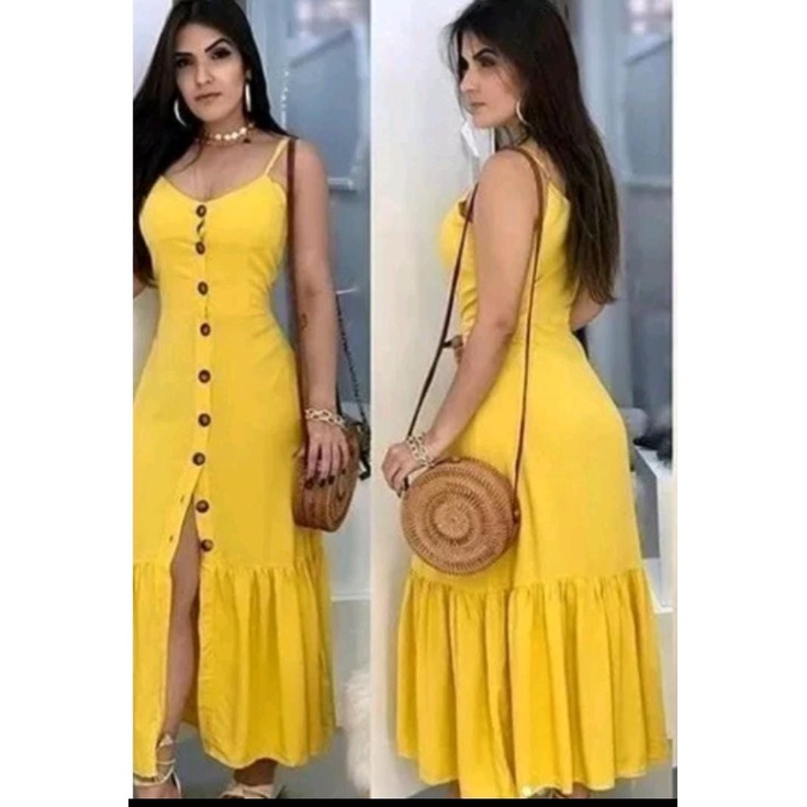 Vestido de best sale alcinha amarelo