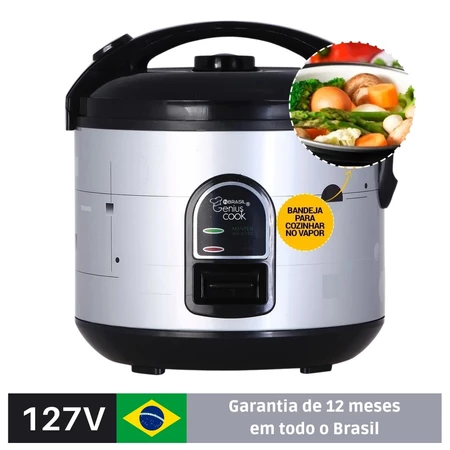 Panela elétrica de arroz 5 xícaras 1l - com legumeira - multifuncional - in brasil - 127v