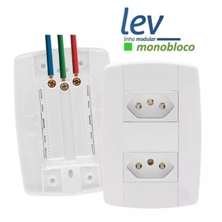Tomada Dupla 10a Monobloco Lev Ilumi Fácil Instalação