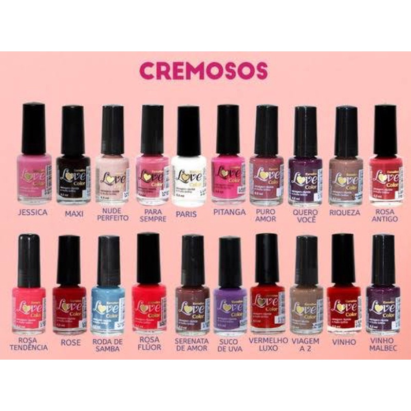 Kit 20 Esmaltes Cremosos Love Color
