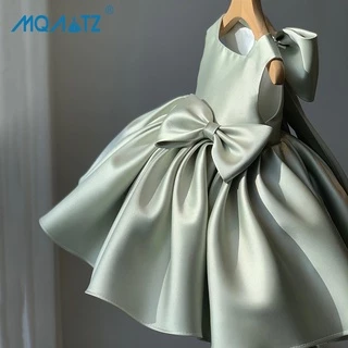 Mqaz Verão Pageant Cereais Criança Batismo 1 Ano Vestido De Aniversário Para O Bebê Menina Sólidos Vestidos De Princesa Festa Grande Arco Fofo Trajes 0-3 Anos