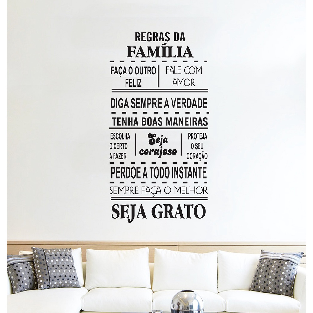 Adesivo De Decoração De Parede Frase Regras Da Família Lindo | Shopee Brasil