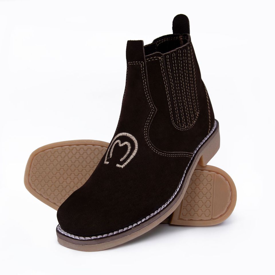 Bota Botina Sapato Couro Legitimo Masculina Feminina Country Costurada Trabalho Passeio Promocao