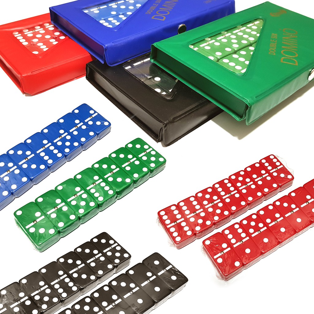 Jogo Domino Profissional Colorido 28 Peças Com Estojo Metal na