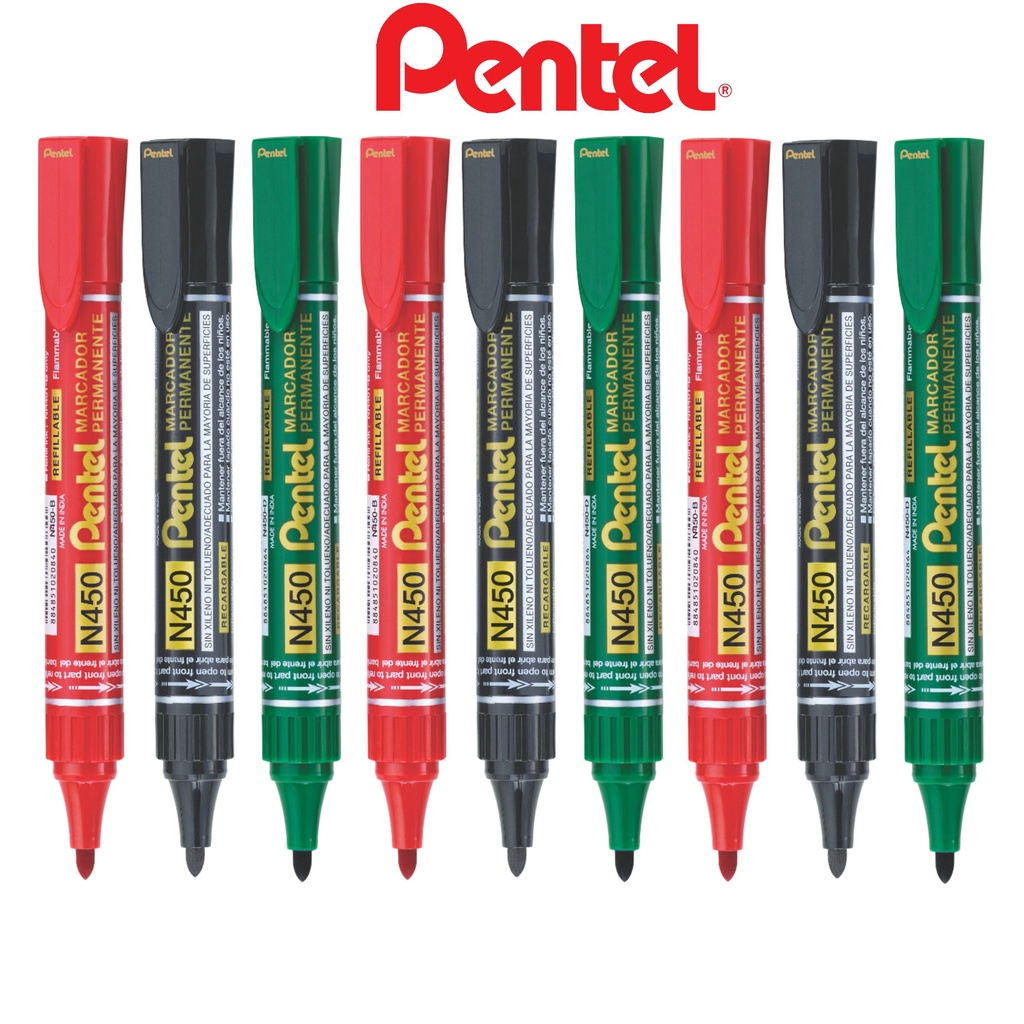 Marcador Permanente Recarregável Ponta Redonda Pentel