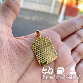 Pingente Masculino De Ouro Placa Pai Nosso Banhado a Ouro 24k Pingente Oração Pai Nosso em Oferta na Shopee