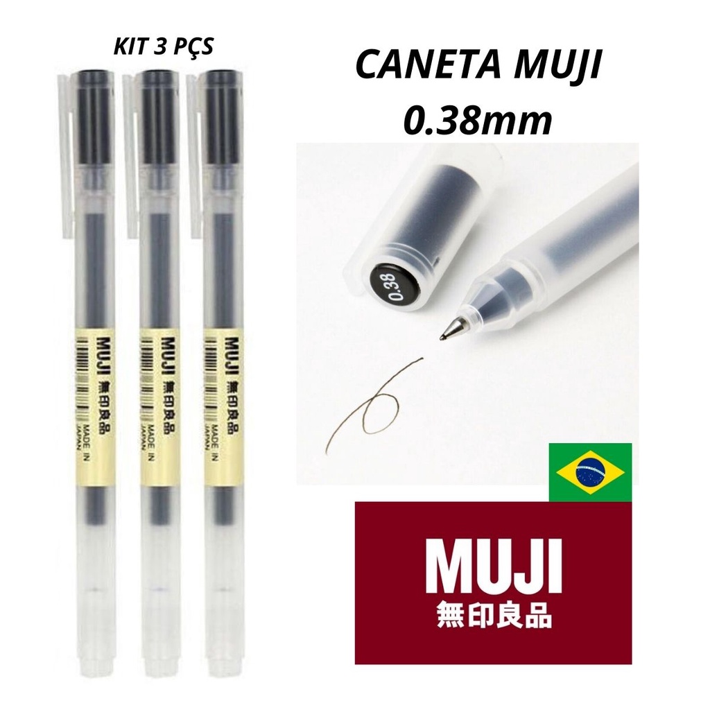 Combo 3 Canetas Gel Muji 0.38mm Original Importada | Shopee Brasil