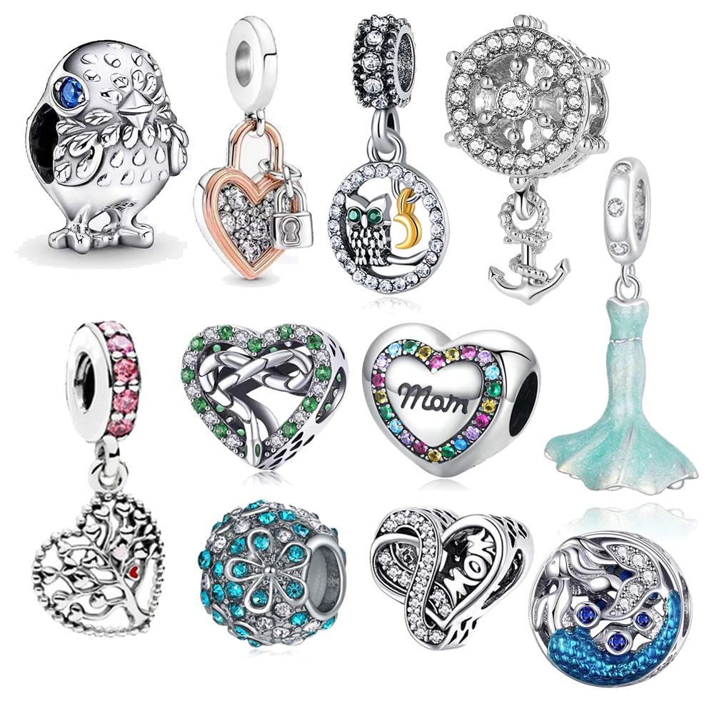 Charms Animaux En Argent Sterling 925 Pour Bracelets - Perles Ajourées Style Vintage - Cadeau Femme/Fille