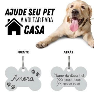 Placa Pingente Plaquinha De Identificação Pet Cachorro gato