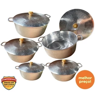🥇Jogo De Panelas Alumínio Batido Fundido Grosso Tampa Grossa kit C/5 Unidades 🔥 promoção 🔥