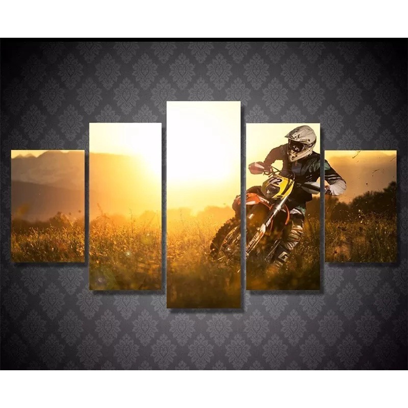 quadros mosaico moto trilha motocross por do sol