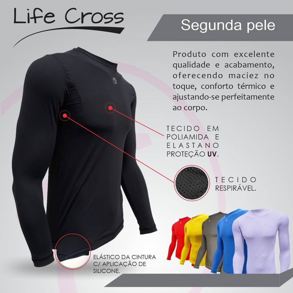 Camisa Térmica Proteção Solar UV Segunda Pele Unissex Verão/inverno