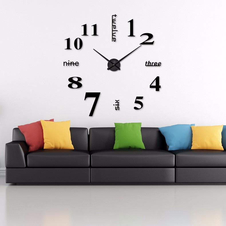 Design Moderno Grande Relógio De Parede 3d Diy Relógios De Quartzo Moda Espelho Acrílico Adesivos Sala De Estar Decoração De Casa | Shopee Brasil