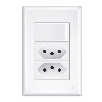 Conjunto 4x2 Interruptor 1 Tecla Paralela + Tomada Dupla 10A Modular Evidence - Fame