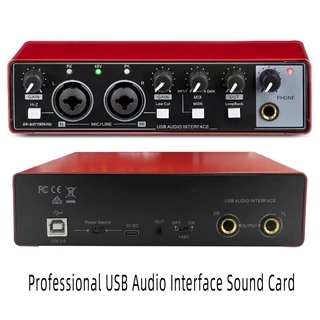 Interface De Áudio Para Gravação De Placa De Som Profissional Portátil Com Monitor De Loopback 48V Fantasma Guitarra De Equipamento Novo