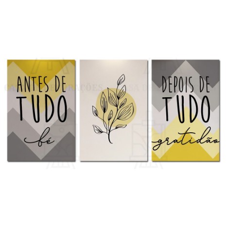 Kit Quadros Decorativos Mosaico 3 Peças Trio Cacto Minimalista Desenho  Modular Frase Fé Amor Gratidão Amarelo Conceitual Vintage Floral Abstrato  Flor