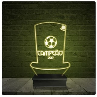 Led Luminária Acrílico Abajur - Troféu Personalizado Futebol