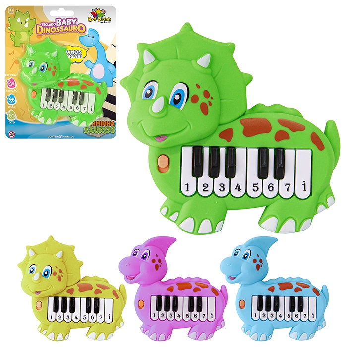 Teclado Pianinho Infantil Musical De Dinossauro Rosa - Alfabay