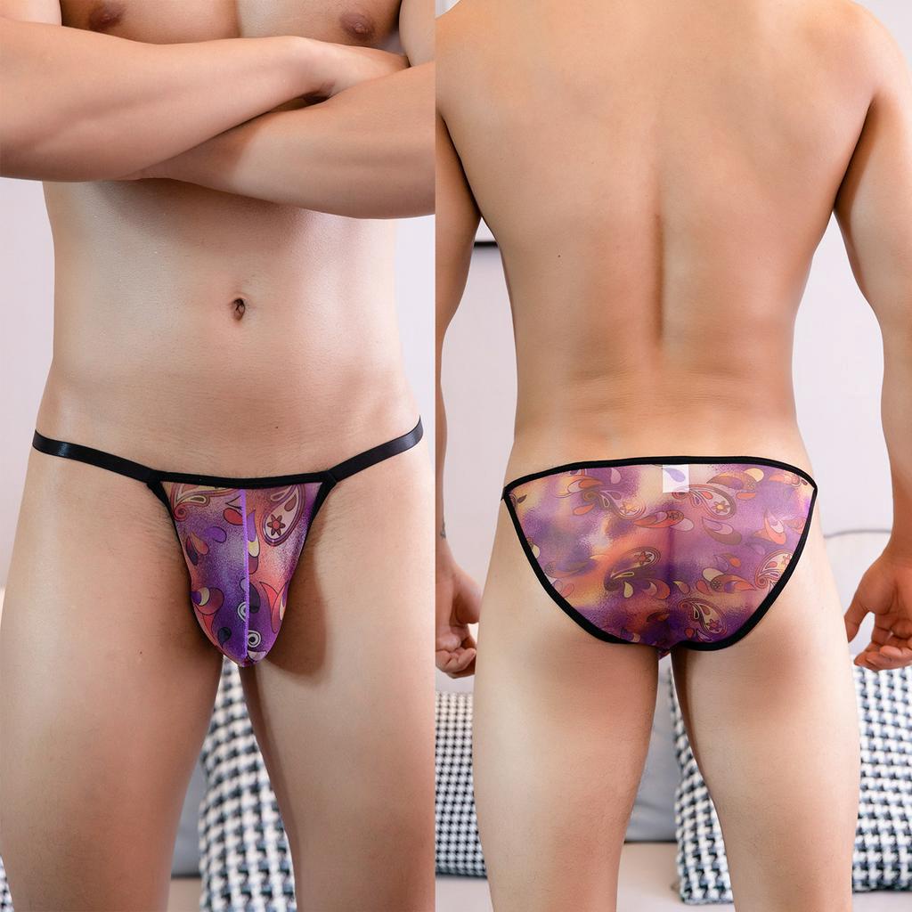 Roupas Íntimas Masculinas Sexy Ver-Through Gaze Impressa Homens De Alta