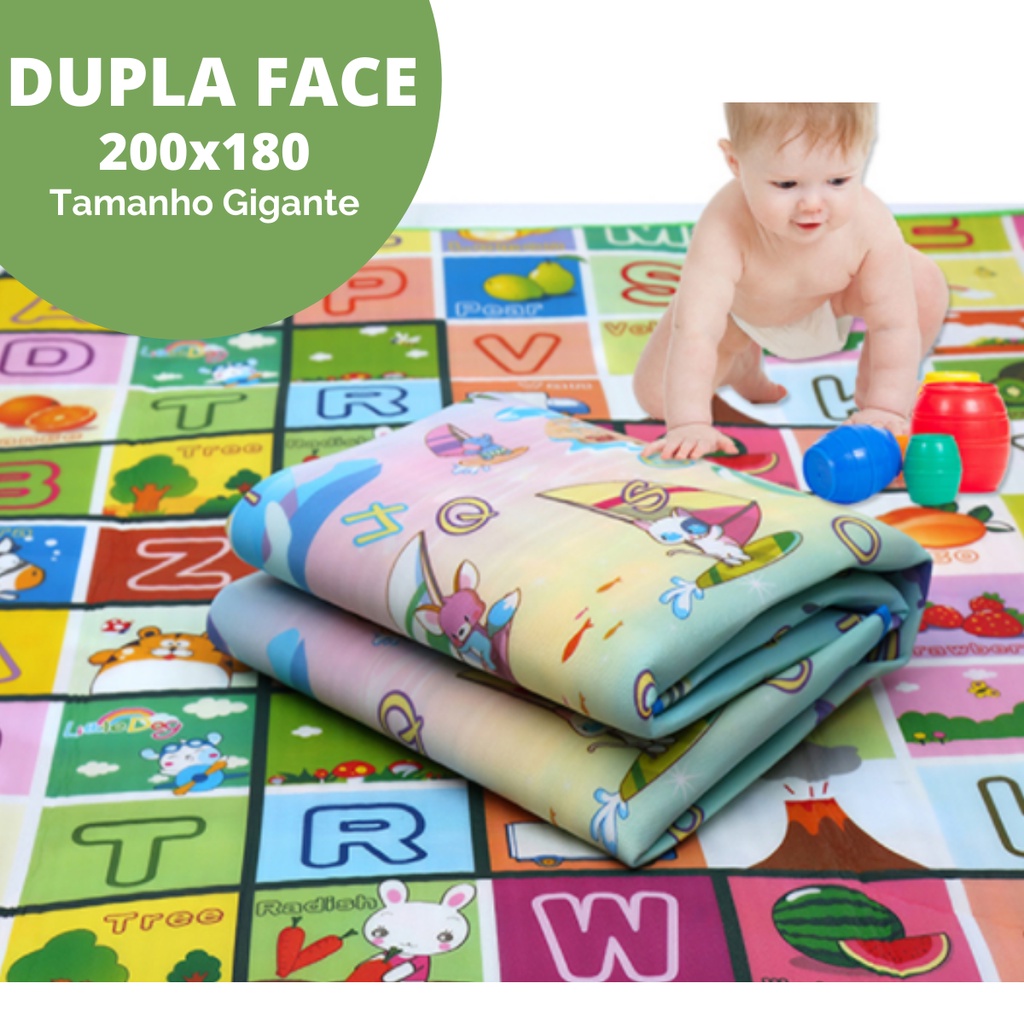 Tapete Atividades Infantil Bebê Brincar Engatinhar Divertido Dupla Face ...