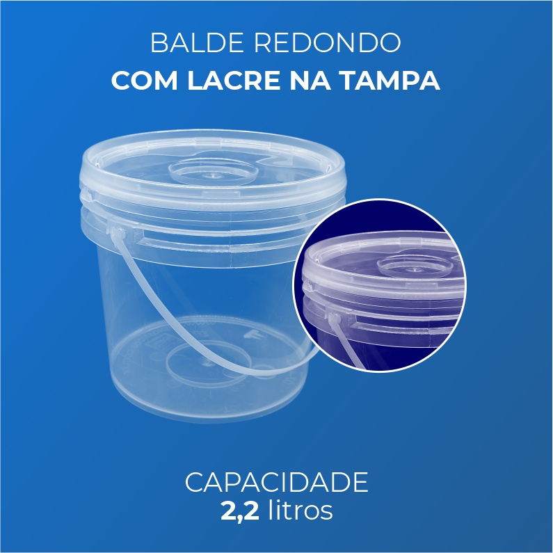Balde 2,2 Litros transparente - Caixa 60und