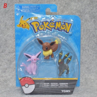 Em promoção! Original Pokemon Brinquedo Batalha Recurso Figuras 3 Pack  Eevee Evolução Da Família De Bonecas