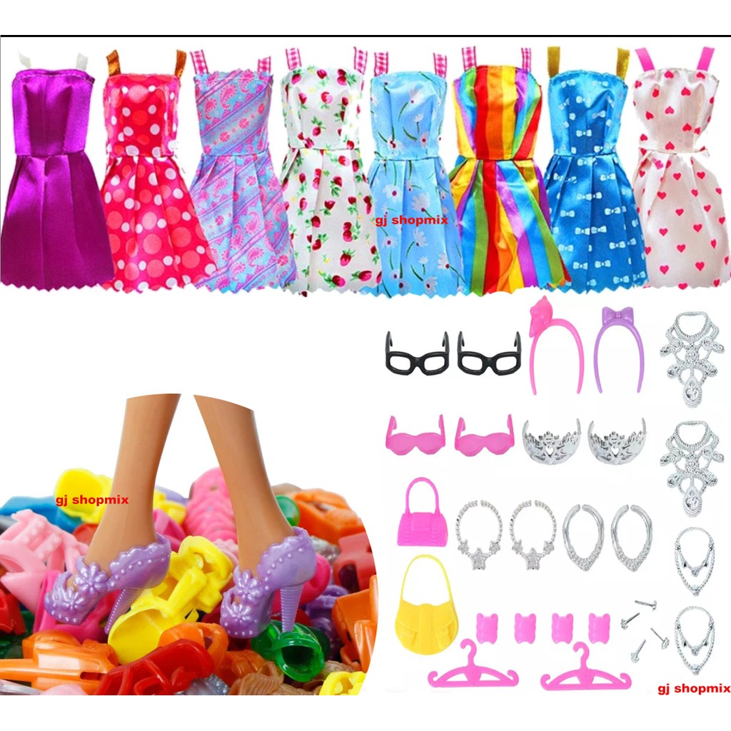 kit roupa boneca barbie 60 pecas roupinhas acessorios