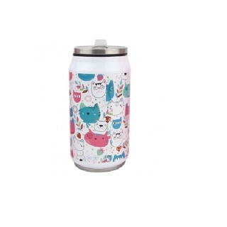 Garrafa Squeeze/Latinha Inox com Parede Dupla 300 ml-Bico Retrátil